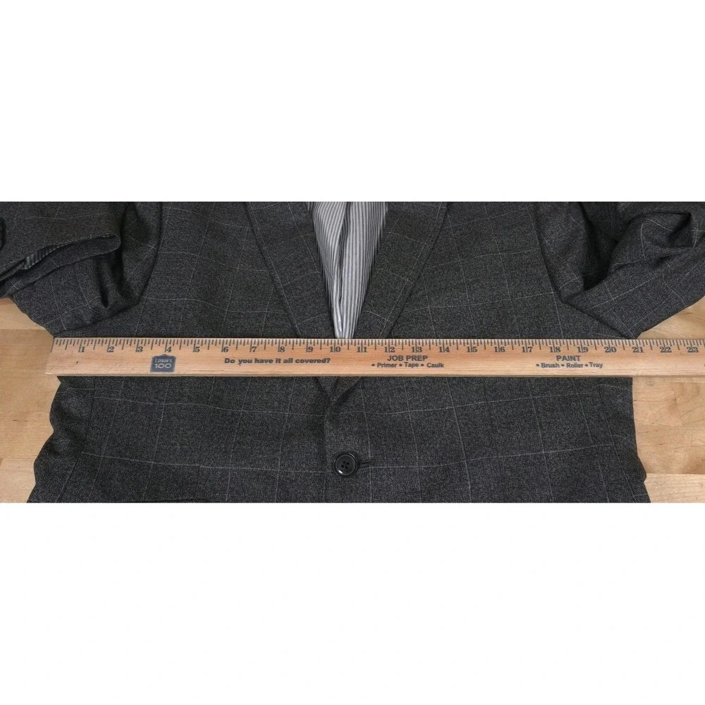 Banana Republic Marzotto Wool Blazer Mens 42R Gray Windowpane Slim Fit Jacket